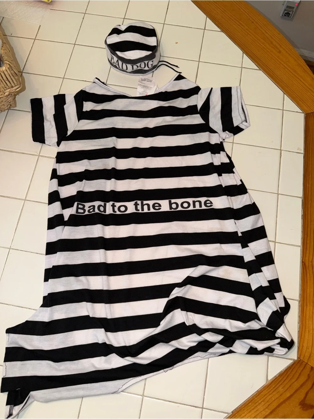 Bad to the bone bad dog hat Dog Prisoner Costume outfit holiday travel shirt